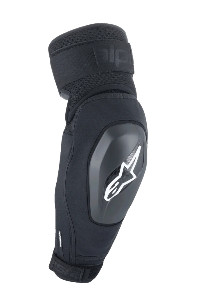 Alpinestars A-Impact Plasma Elite Shield Elbow Protector, Black with White Star Logo, TPU Hard Shell Protection with Dual Adjustable Straps, Mesh Ventilation, Ergonomic Pre-Curved Design, MTB Mountain Bike Protective Gear