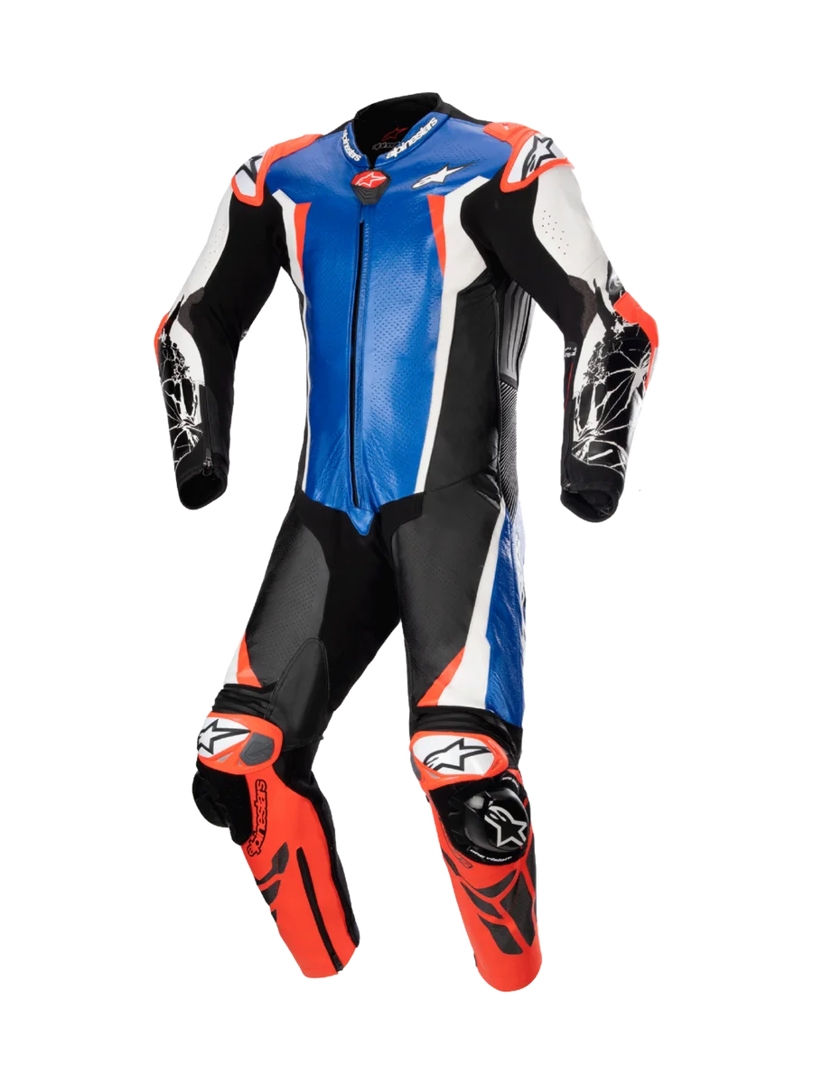 Alpinestars Racing Absolute V2 Leather Suit - 1Piece 56 / Metallic Blue/Black/White/Red Fluo
