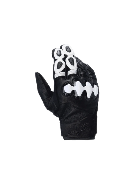 Alpinestars Celer V3 Gloves, black and white goat leather motorcycle road racing gloves with hard knuckle protection.