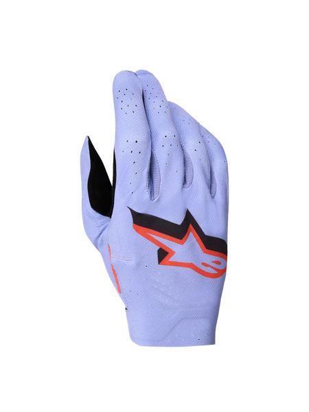 Alpinestars Supertech MX Gloves, Men's Light Violet and Black motocross racing gloves with perforated stretch textile.