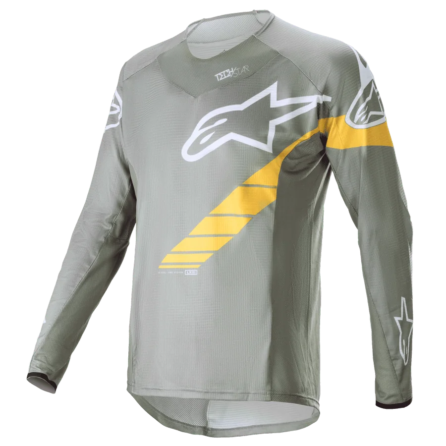 Alpinestars Techstar Jersey - Long Sleeve 2XL / Green/Steel/Sulphur Yellow