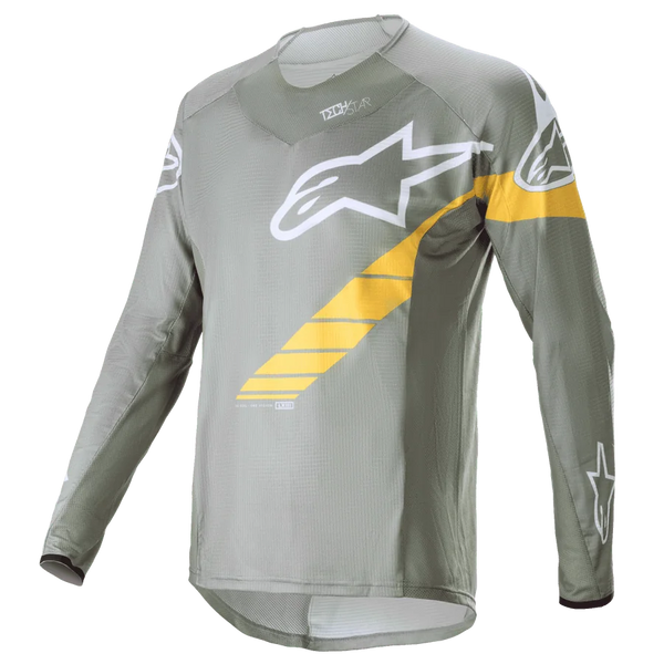 Alpinestars Techstar Jersey - Long Sleeve 2XL / Green/Steel/Sulphur Yellow