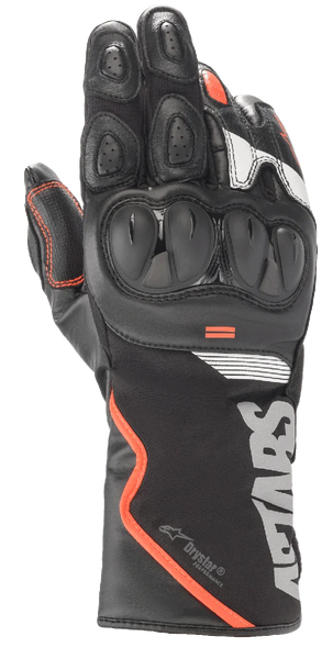 Alpinestars SP-365 Drystar Gloves, Motorcycle Touring Gloves, Black with Red and White Accents, Hard Knuckle Protection, Perforated Leather Construction, Waterproof and Breathable Technology