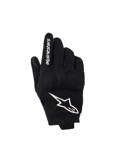 Alpinestars Reef Women's V2 Gloves, Black and White, Short Cuff Motorcycle Gloves, Textile Backhand with 3D TPU Knuckle Protection, White Star Logo and Branding on Index Finger