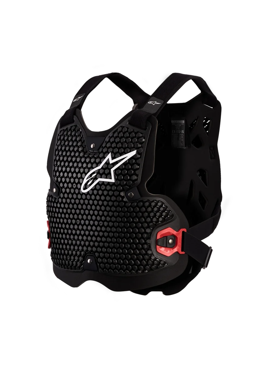 Alpinestars Bionic Action V2 Chest Protector, Black and White MX armor, CE Level 1 certified with A-Morph technology.