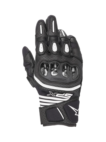 Alpinestars SPX AC V2 Gloves, Short Motorcycle Summer Gloves, Black and White, CE Certified, leather and mesh construction with hard carbon knuckle protection