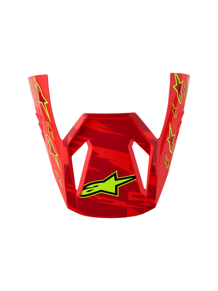 Alpinestars Youth SM3 Falcon Visor, red and yellow fluo motocross helmet replacement part, glossy finish.