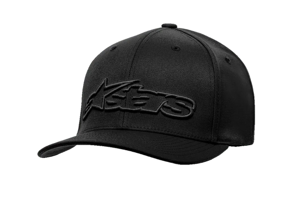 Alpinestars Blaze Flexfit Hat, Black Baseball Cap, Embossed Stars Logo, Curved Brim, Structured Six-Panel Design with Ventilation Holes