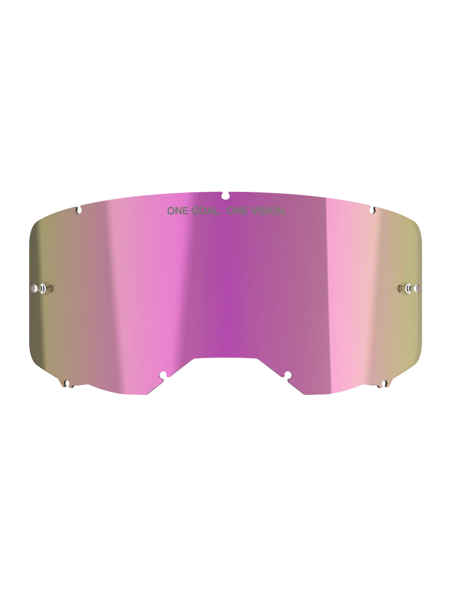 Alpinestars Vision 8-5-3 Mirror Pink Lens, motocross goggle replacement part with a reflective pink finish for off-road use.