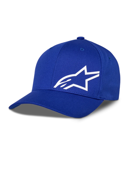 Alpinestars Corp Shift Multi Hat, Blue Baseball Cap featuring a White 3D Star Logo, Structured Crown, Curved Brim, Casual Motorsport Headwear