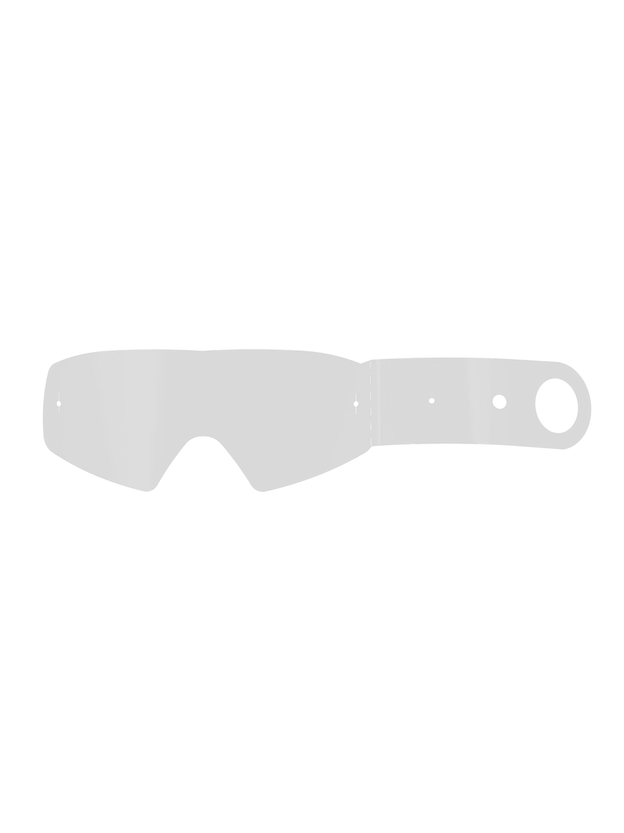 Alpinestars Vision Youth 8-5-3 Tear Off, Transparent Goggle Accessory, single clear polyester film with laser-cut edges, featuring alignment holes and an integrated pull tab with a finger loop for quick removal during off-road riding