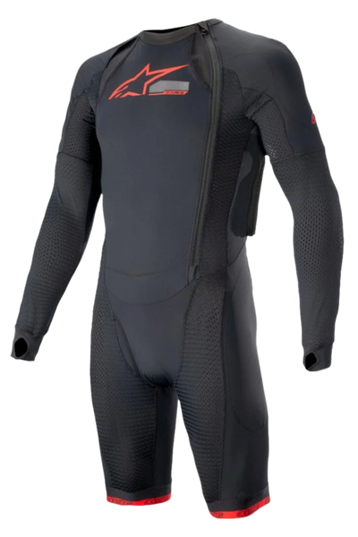 Alpinestars Tech-Air System Tech Layer, Men's Black and Bright Red motorcycle racing undersuit with compression fit and mesh.
