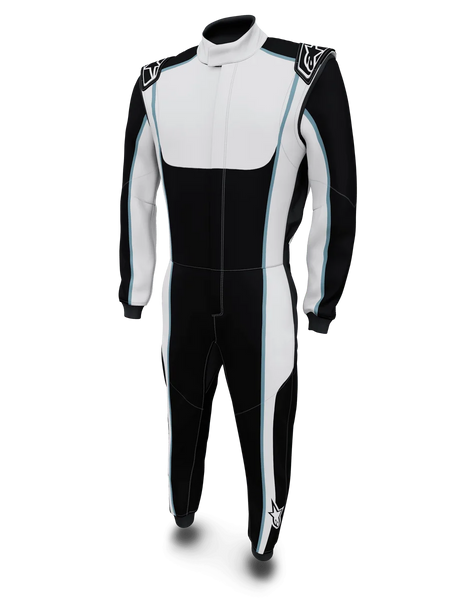 Alpinestars Tech Vision V3 Custom Auto Racing Suit, black and white with blue accents, FIA certified Nomex.