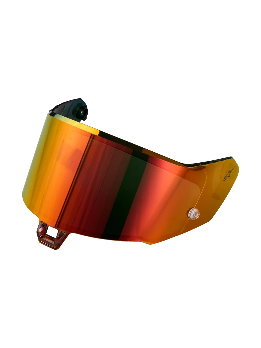 Alpinestars Supertech R-10/R-7 Absolute Vision Shield Gen2.1-R, motorcycle helmet replacement shield, Mirror Red, optical-grade polycarbonate, circuit and road riding accessory