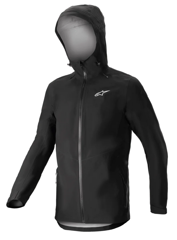 Alpinestars Sierra Waterproof Jacket, Charcoal Gray men's MTB cycling shell with helmet-compatible hood and taped seams.