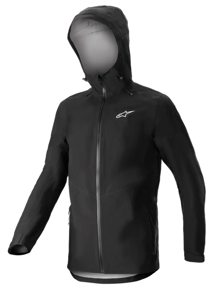 Alpinestars Sierra Waterproof Jacket, Charcoal Gray men's MTB cycling shell with helmet-compatible hood and taped seams.