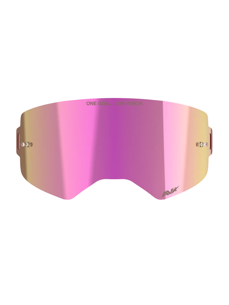 Alpinestars Supertech Mirror Pink Lens, Motocross Goggle Accessory, Mirror Pink with tear-off posts and anti-fog coating.