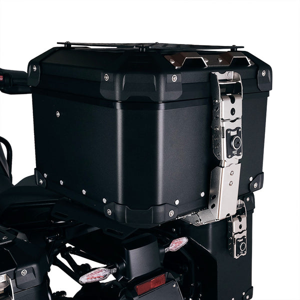 Unit Garage DPS-UGSET-4633 Atlas Aluminium Top Case 44L universal + Black Rear luggage rack with passenger grip Ducati Desert X