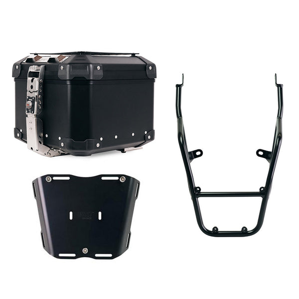 Unit Garage DPS-UGSET-4705 Atlas Aluminium Top Case 44L universal + Royal Enfield Bear 650 luggage rack with passenger grip