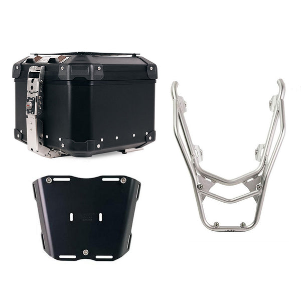 Unit Garage DPS-UGSET-4625 Atlas Aluminium Top Case 44L universal + Rear luggage rack with passenger grip BMW R1300GS (silver colour) 