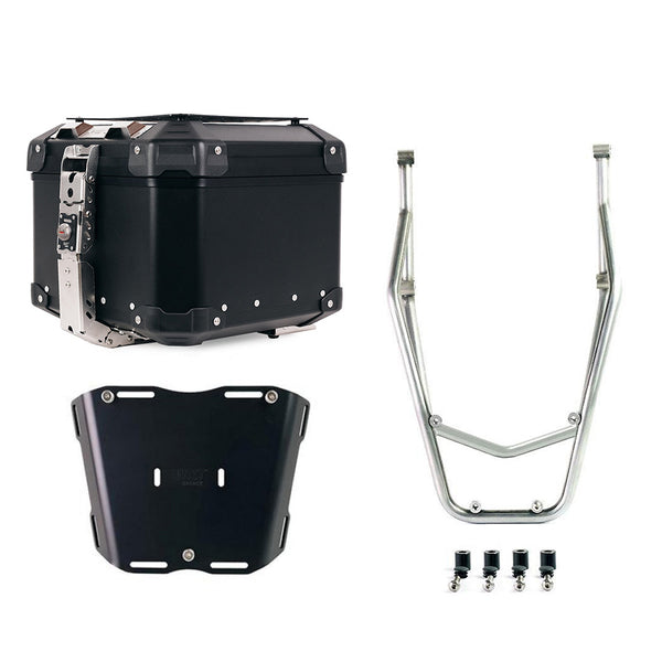Unit Garage DPS-UGSET-4634 Atlas Aluminium Top Case 44L universal + Silver Rear luggage rack with passenger grip Ducati Desert X