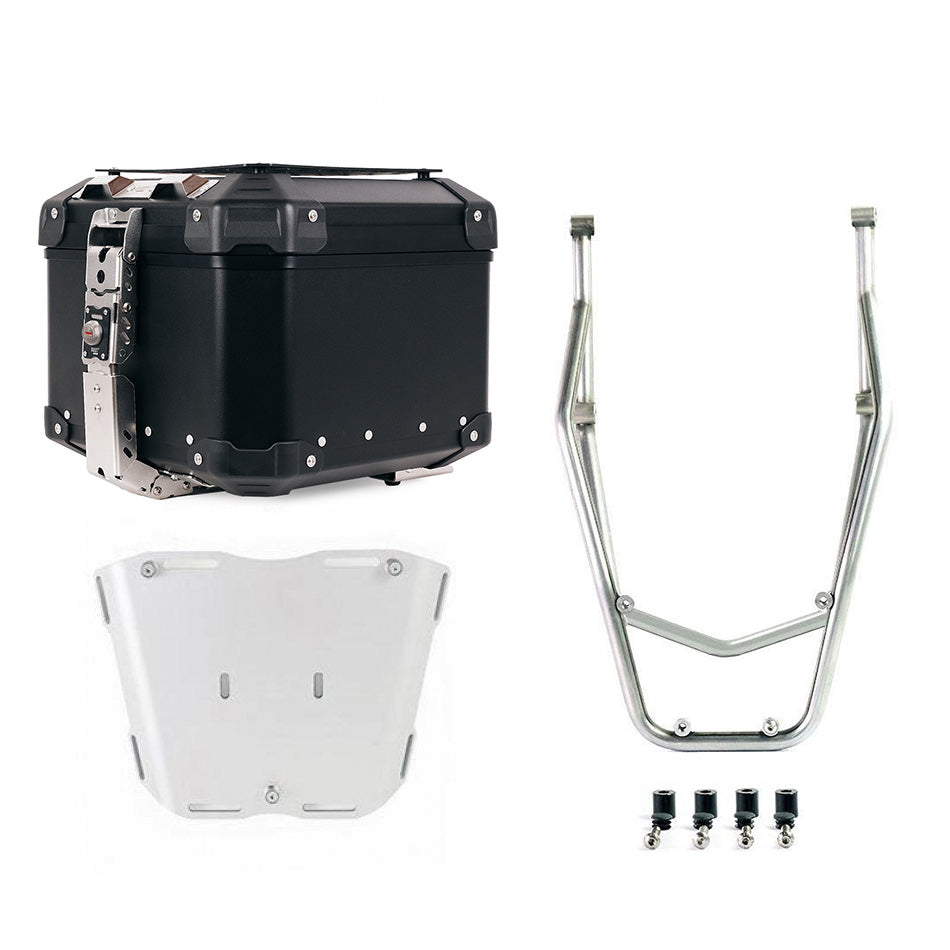 Unit Garage DPS-UGSET-4634 Atlas Aluminium Top Case 44L universal + Silver Rear luggage rack with passenger grip Ducati Desert X