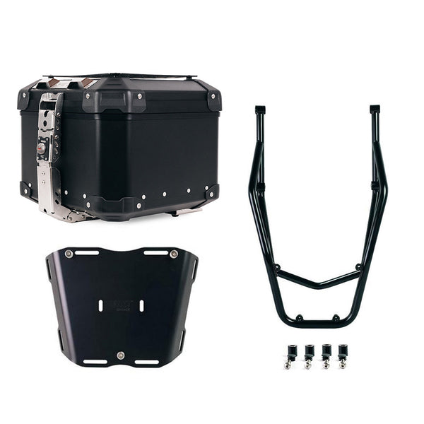 Unit Garage DPS-UGSET-4633 Atlas Aluminium Top Case 44L universal + Black Rear luggage rack with passenger grip Ducati Desert X