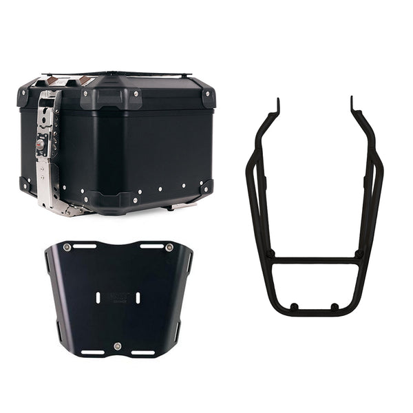 Unit Garage DPS-UGSET-5095 Atlas Aluminium Top Case 44L universal + Black rear luggage rack with passenger grip Triumph Scrambler 1200 X & XE