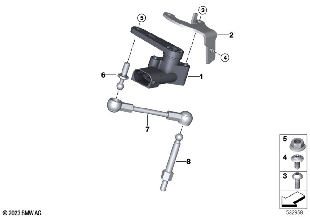 BMW OEM diagram — 31427108163, reference 8 only; other illustrated parts sold separately