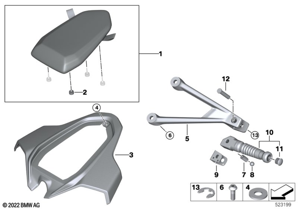 BMW OEM diagram — 46719443047, reference 10 only; other illustrated parts sold separately
