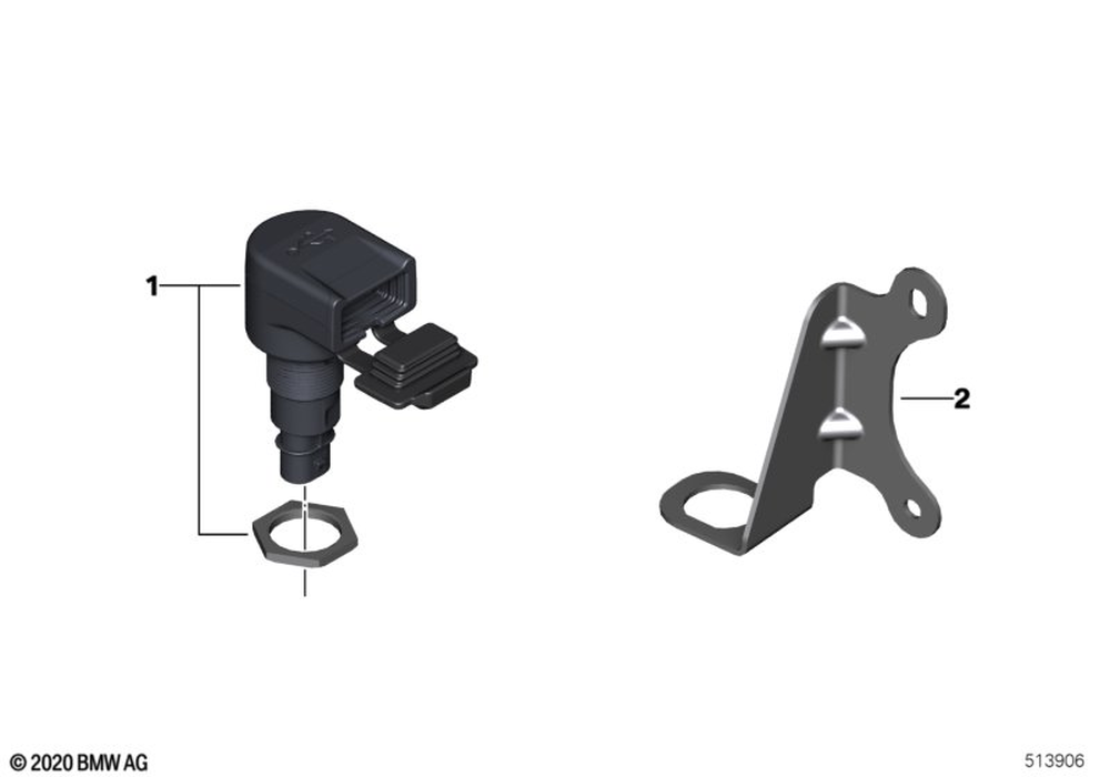 BMW Motorrad USB Charging Socket - USB-C 61345A78DC3 OEM exploded diagram, reference 1