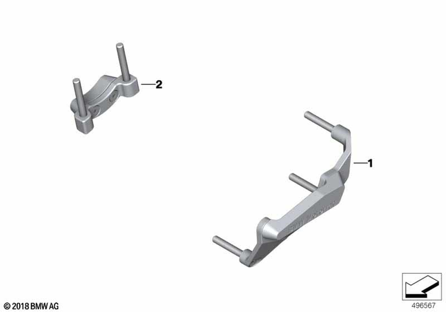 BMW Motorrad Engine Protector Set, Right 77149830124 OEM exploded diagram, reference 2
