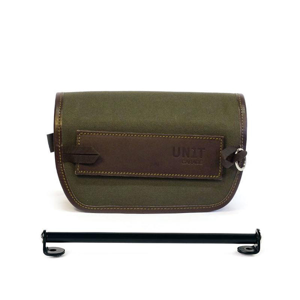 Unit Garage U037+A17 Sahara Canvas handlebar bag + Bracket for mounting on Triumph Scrambler 1200 XC-XE