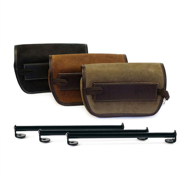 Unit Garage U038+A17 Handlebar bag Sahara Split leather + Bracket for mounting on Triumph Scrambler 1200 XC-XE