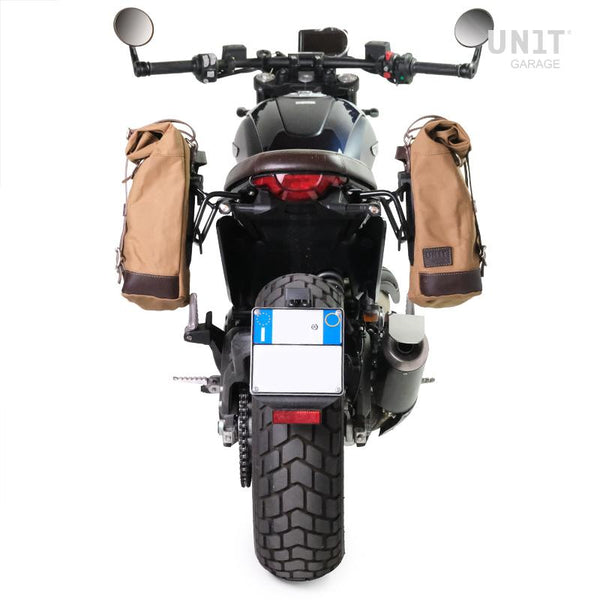 Unit Garage U001+2724SX Canvas side pannier 10L-14L + Left subframe Ducati Scrambler (2023 until now)