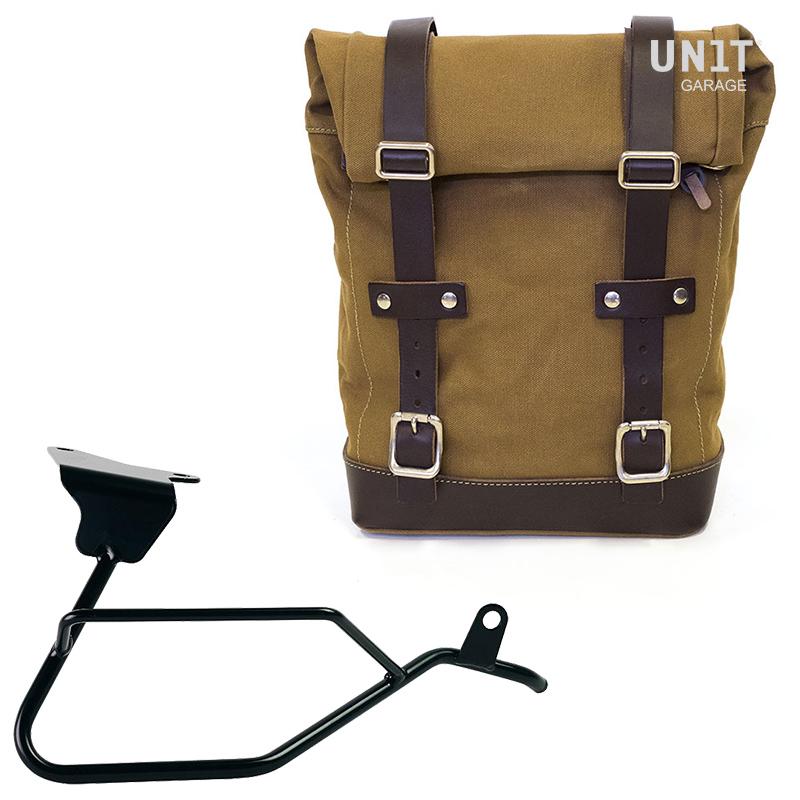 Unit Garage U001+2255DX Canvas side pannier 10L-14L + Right subrame Moto Guzzi V100 Mandello