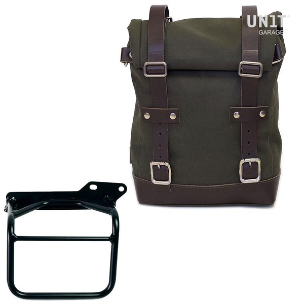 Unit Garage U001+3801DX Canvas side pannier 10L-14L + Right Frame Royal Enfield Himalayan, Scram 411 