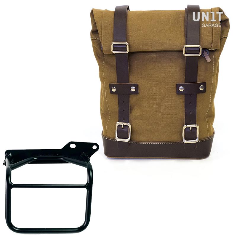 Unit Garage U001+3801DX Canvas side pannier 10L-14L + Right Frame Royal Enfield Himalayan, Scram 411 
