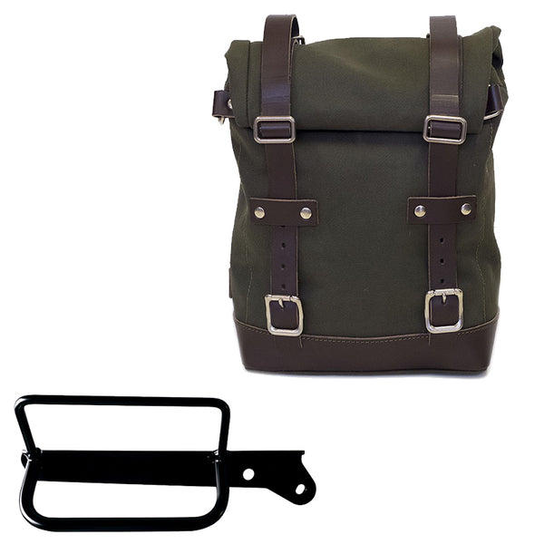 Unit Garage U001+3860DX_P Canvas side pannier 10L-14L + Right Frame Royal Enfield Hunter 350