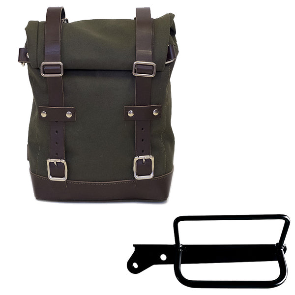 Unit Garage U001+3860SX Canvas side pannier 10L-14L + Left Frame Royal Enfield