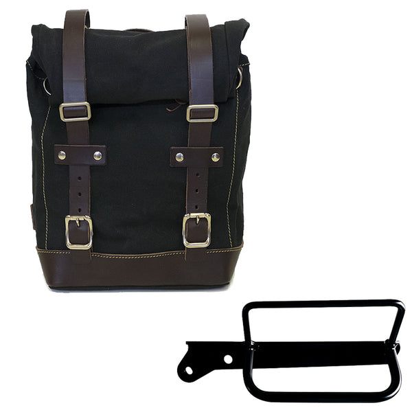 Unit Garage U001+3860SX_P Canvas side pannier 10L-14L + Left Frame Royal Enfield Hunter 350