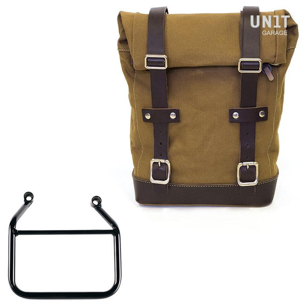 Unit Garage U001+4201DX Canvas side pannier 10L-14L + Right subframe Triumph Scrambler 400 X (Only compatible with our low exhaust code: 4206Low)