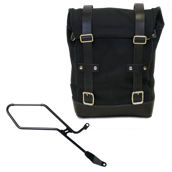 Unit Garage U001+4901DX Canvas side pannier 10L-14L + Right Frame Triumph Bonneville Bobber