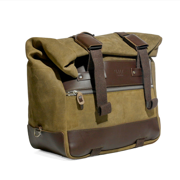 Unit Garage U204DX Cult side pannier in split leather, 40L – 50L + Right Aluminium plate BMW R1300GS ADV