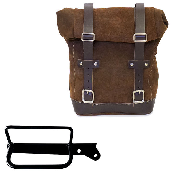 Unit Garage U002+3860DX Waxed suede side pannier 10L-14L + Right Frame Royal Enfield