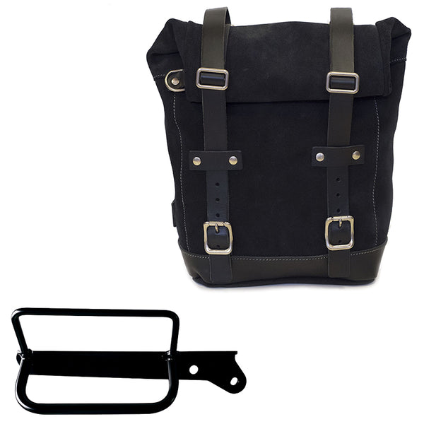 Unit Garage U002+3860DX Waxed suede side pannier 10L-14L + Right Frame Royal Enfield