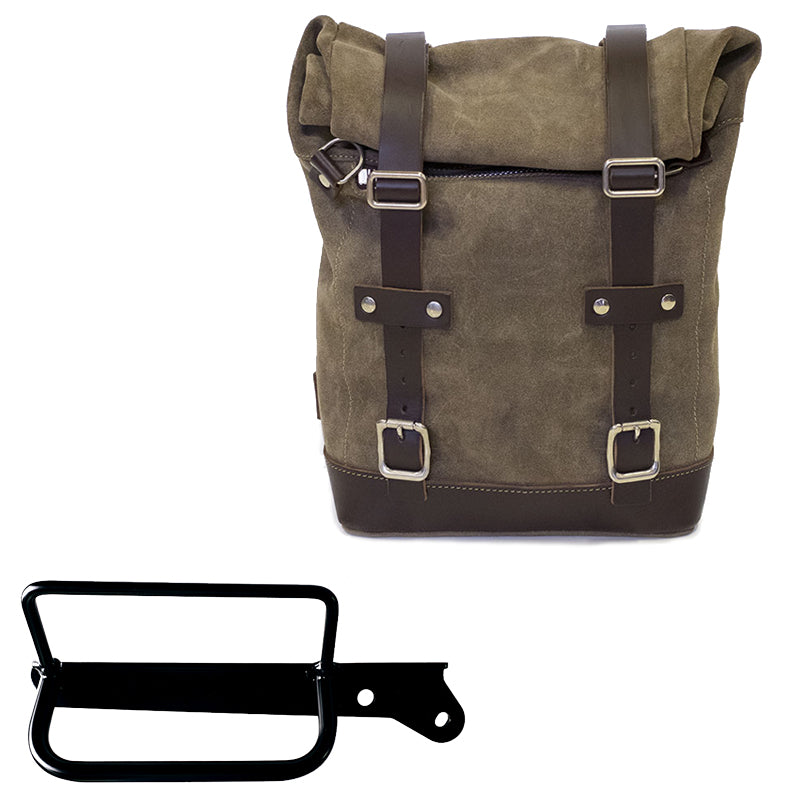 Unit Garage U002+3860DX Waxed suede side pannier 10L-14L + Right Frame Royal Enfield