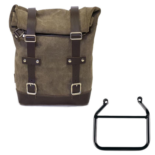 Unit Garage U002+4201SX Waxed suede side pannier 10L-14L + Left Subframe Triumph Scrambler 400 X
