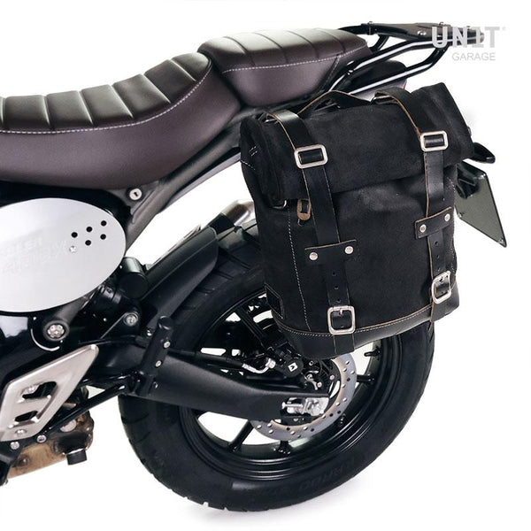 Unit Garage U002+4201SX Waxed suede side pannier 10L-14L + Left Subframe Triumph Scrambler 400 X