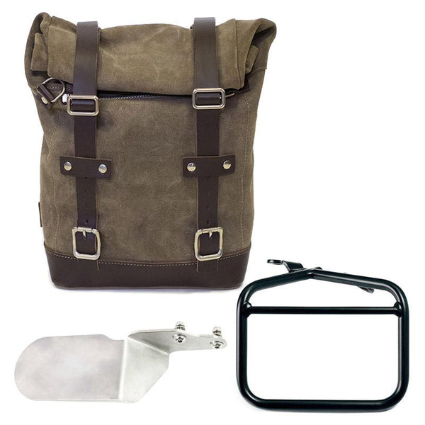 Unit Garage U002+2723DX Waxed Suede Side Pannier + Right subframe Ducati Desert Sled